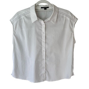 Comma White Sleeveless Button-Down Shirt Size 34 4 Minimalist Office Work Woven
